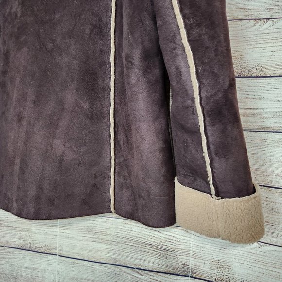 Vintage CARTE Women's Faux Suede Faux Wool Jacket Pockets Hoodie Size Large - Picture 16 of 16